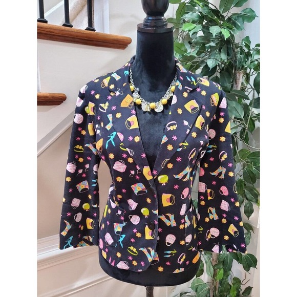 Briggs New York Womens Multicolor Single Breasted 2 Button Blazer Jacket Size 12 - Picture 1 of 12